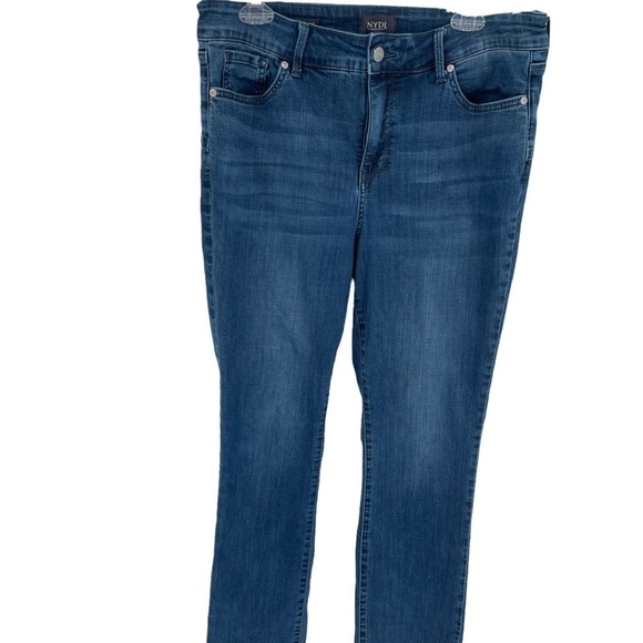 NYDJ Zip Front Marilyn Straight Medium Wash Jeans Pant Size 14 - Picture 1 of 9